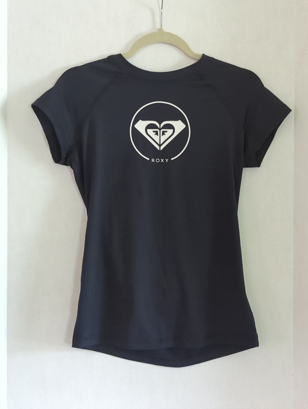 Roxy Girls Black Short Sleeve Rash Guard With Logo Size XL